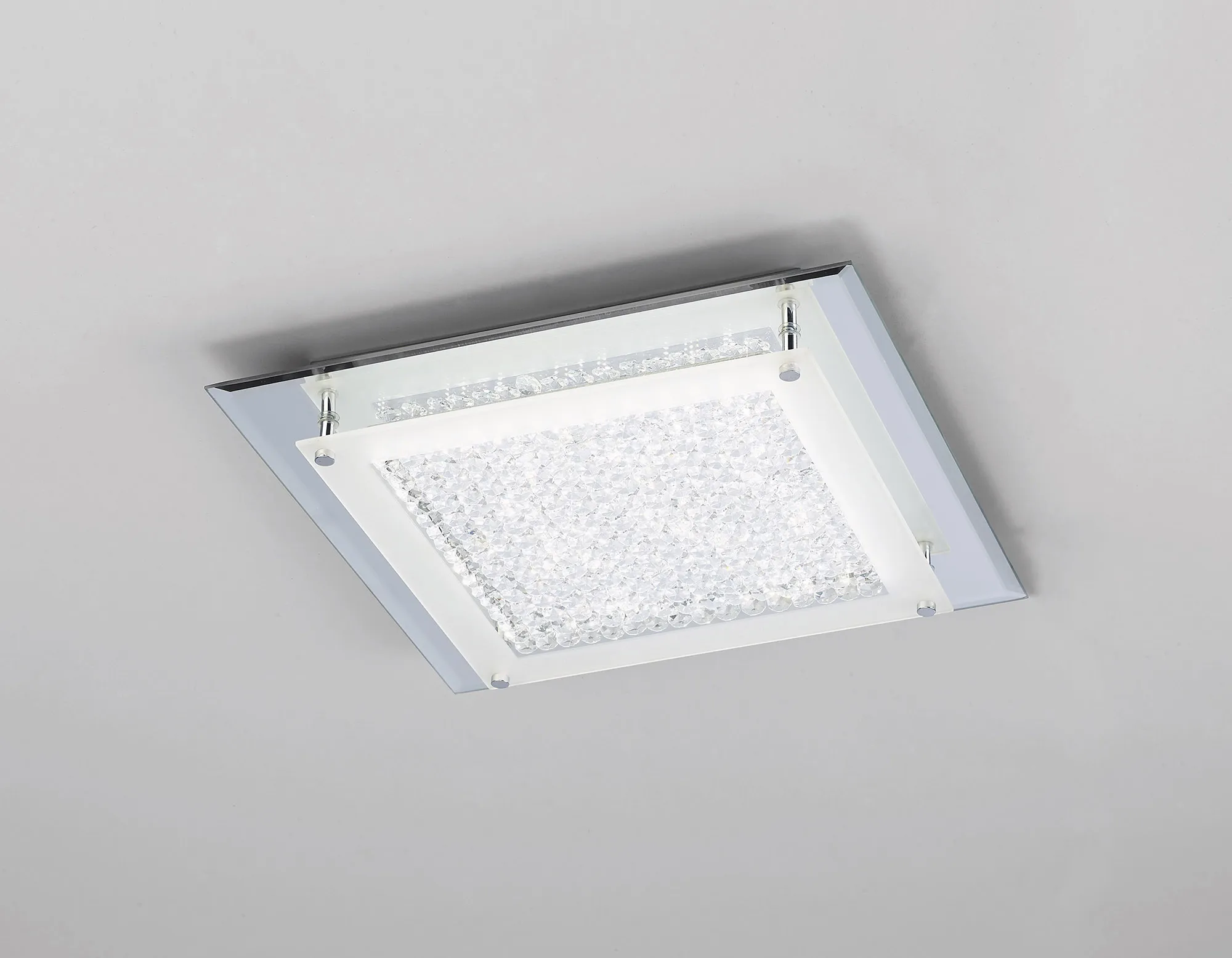 Cristal LED Crystal Ceiling Lights Mantra Ringed & Square Crystal Fittings